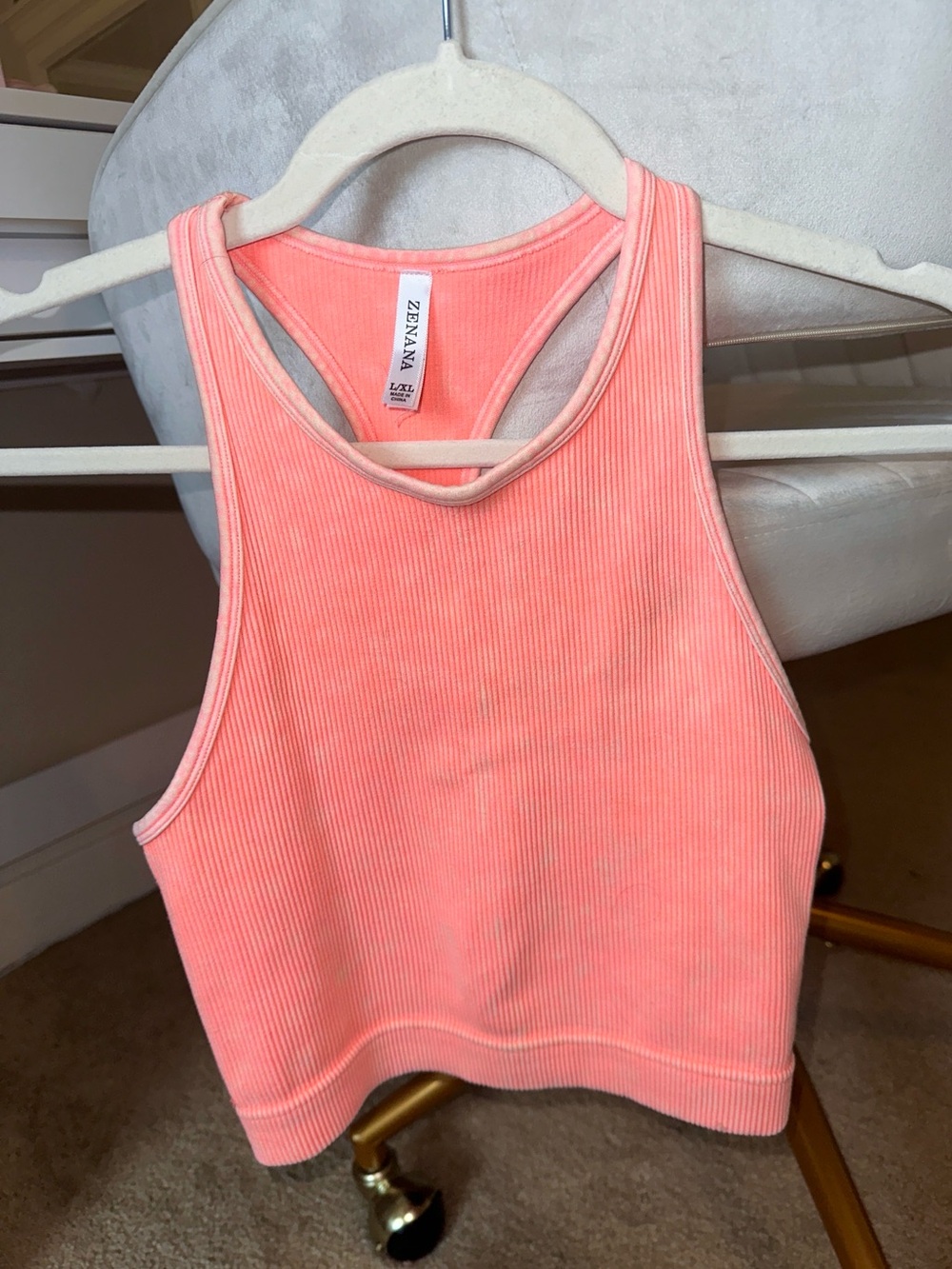 Zenana Ribbed Tank Top in Coral